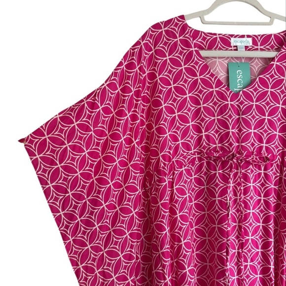 NWT Escapada Tunic Beach Coverup Summer Top Geometric Pink White Resort Size S/M - Picture 4 of 6
